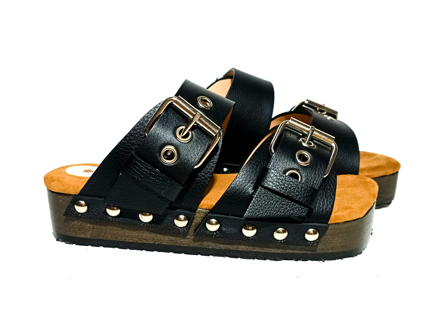 Leather clog sandal with buckles. Clog sandals with buckles and wooden wedge. Women's leather sandals birkenstock style. Sizes 34 to 47. High quality handmade leather shoes by sol Caleyo. Sustainable fashion.