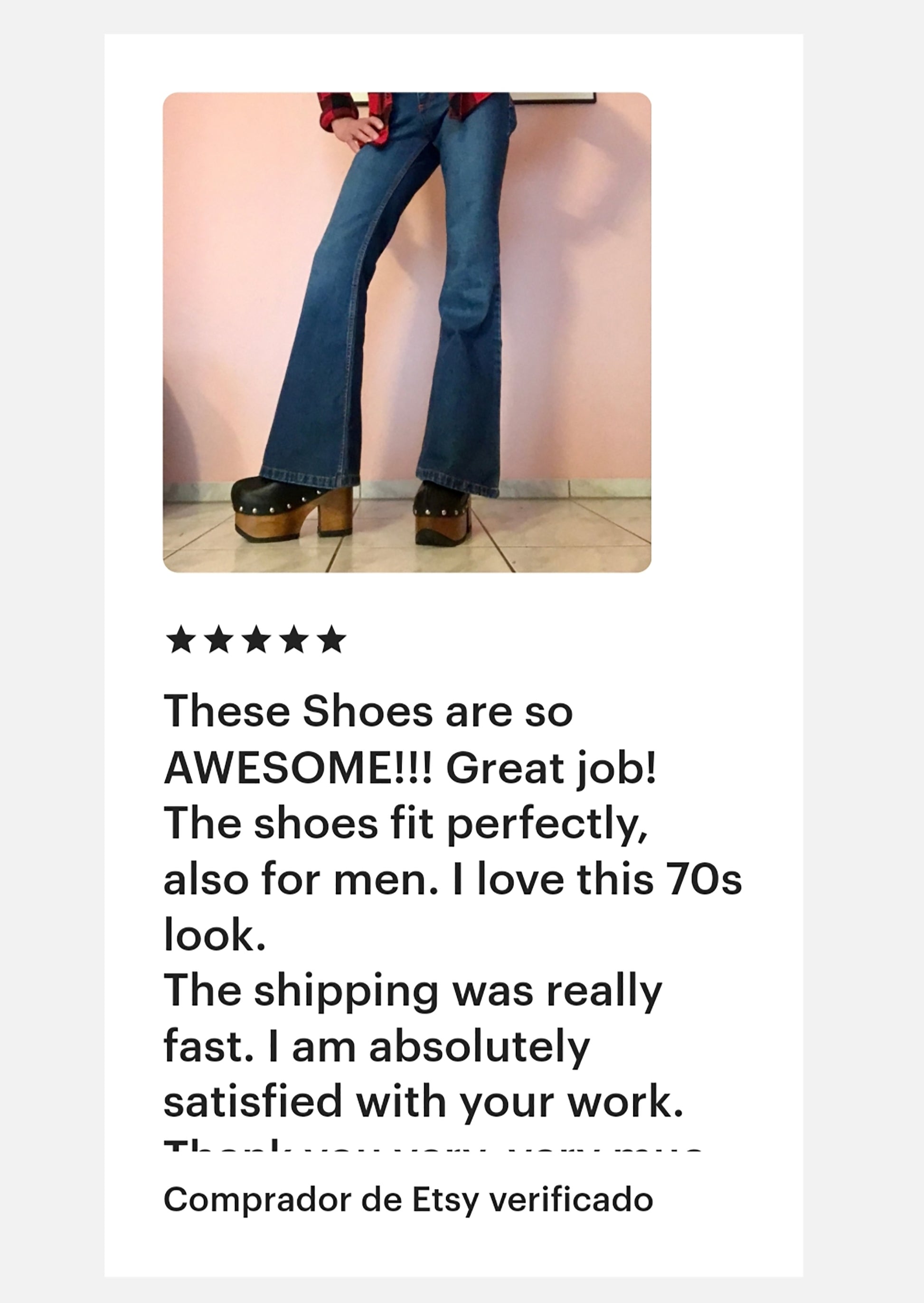 Clogs with platform and high heel vintage inspired, 70s style. Wooden heel made in light brown leather closed. Size from 34 to 47. Handmade to order. The Vintage Clogs are an exclusive design by Sol Caleyo.