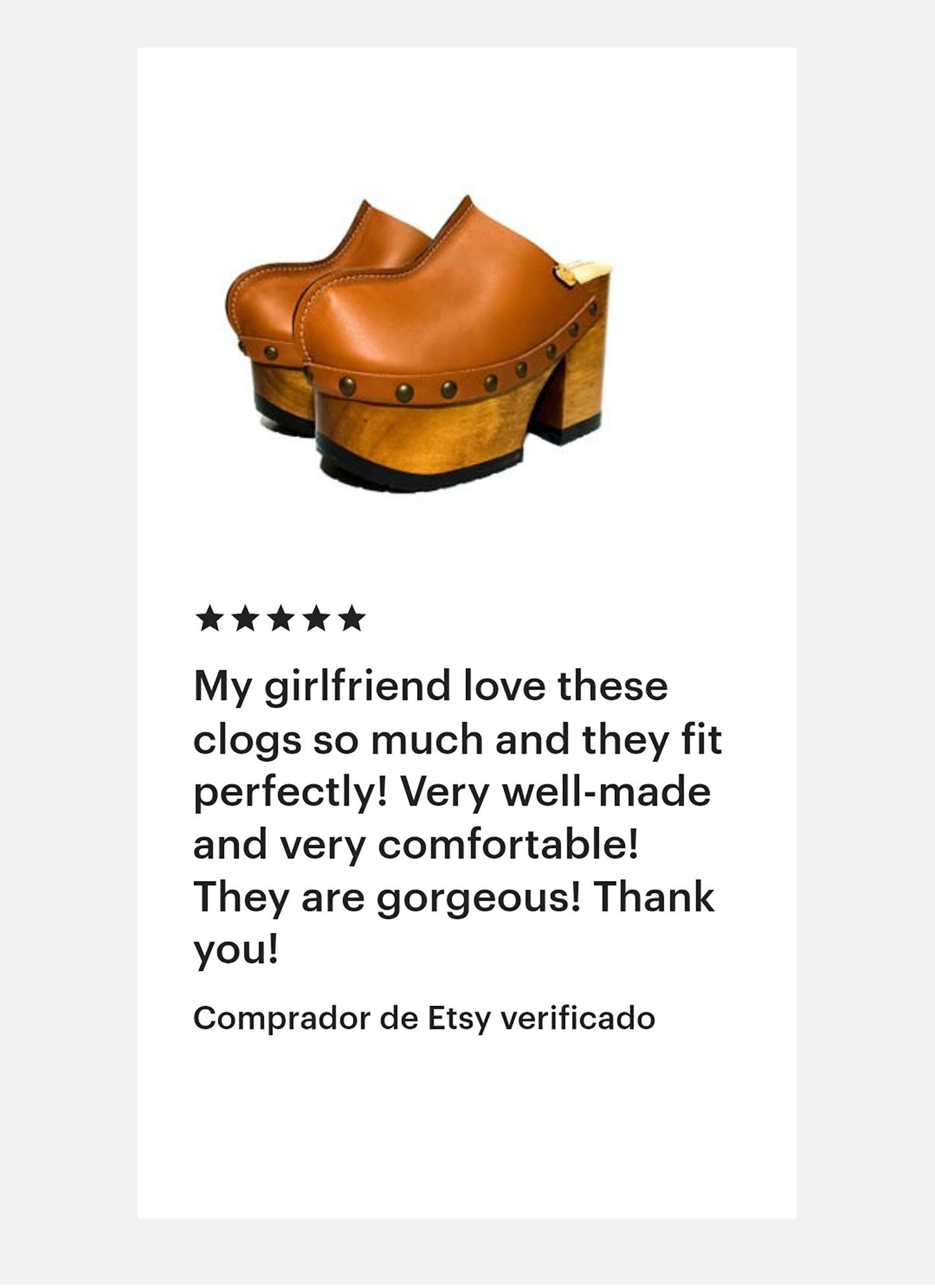 Clogs with platform and high heel vintage inspired, 70s style. Wooden heel made in light brown leather closed. Size from 34 to 47. Handmade to order. The Vintage Clogs are an exclusive design by Sol Caleyo.