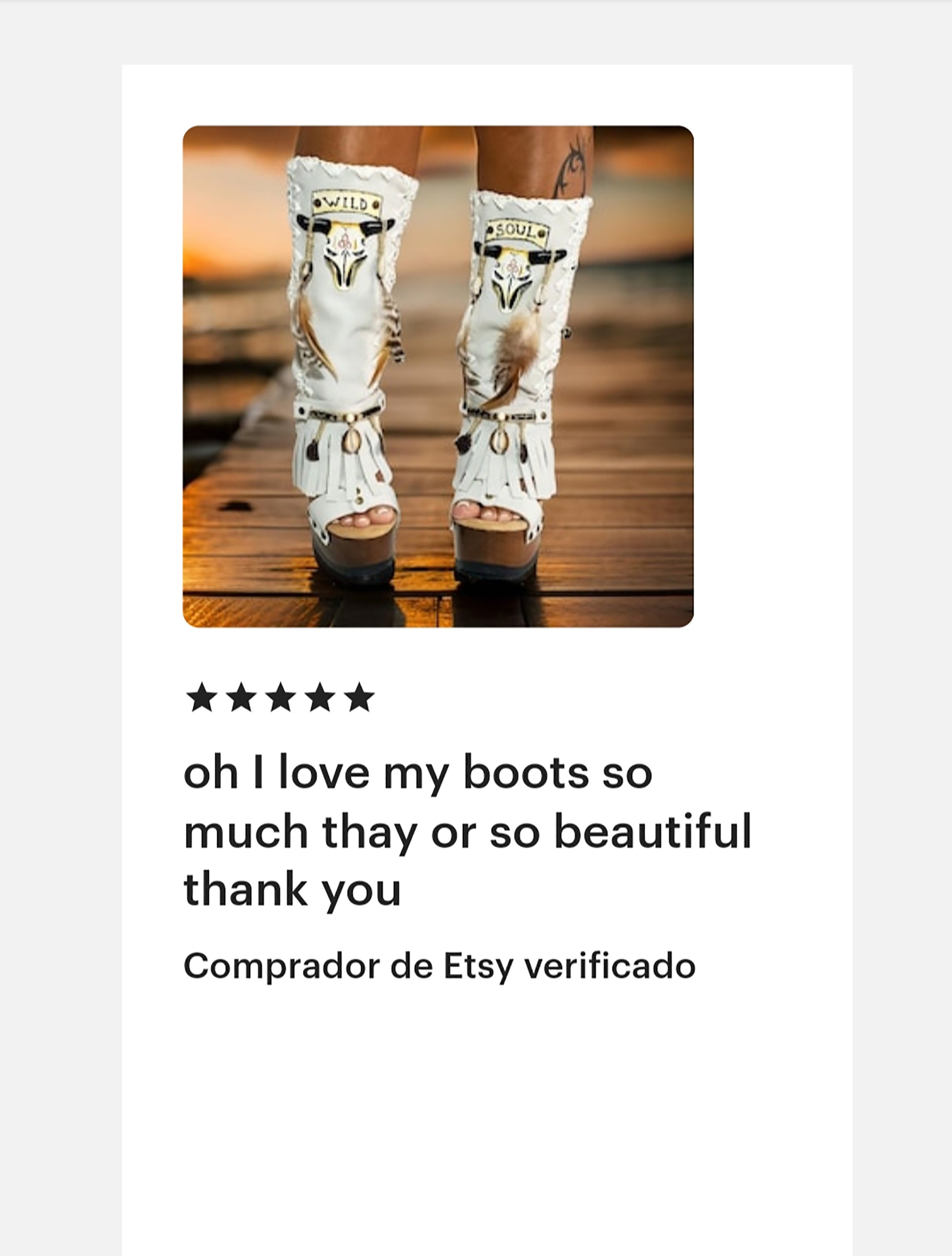 White suede leather platform boots sandals, with hand painted buffalo, decorated with feathers, natural shells, coins and horns, totally handmade to order. An authentic bohemian style boot handmade by Sol Caleyo. Sizes 34 to 47.