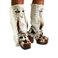 Handmade cowboy boots, white boots with cowhide and fringes. Cowboy style boots with hand painted buffalo, feathers, coins and natural shells. Vintage style platform boots. High-end leather footwear handmade by Sol Caleyo.
