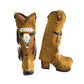 Camel suede cowboy boots. Clogs with hand-painted buffalo head, feathers, and fringes. Bohemian-style boots. High-end footwear handmade by Sol Caleyo.