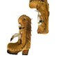 Camel suede cowboy boots. Clogs with hand-painted buffalo head, feathers, and fringes. Bohemian-style boots. High-end footwear handmade by Sol Caleyo.