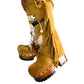 Camel suede cowboy boots. Clogs with hand-painted buffalo head, feathers, and fringes. Bohemian-style boots. High-end footwear handmade by Sol Caleyo.