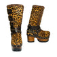 Leopard skin biker boots. Leopard skin clogs. Leopard skin buckle boots. High-end footwear handmade by Sol Caleyo