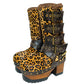 Leopard skin biker boots. Leopard skin clogs. Leopard skin buckle boots. High-end footwear handmade by Sol Caleyo