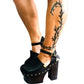 Boho Soul black leather Mary Jane clogs with old gold studs, handmade to order in EU sizes 33 to 47