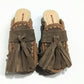 Sol Caleyo Artemisa Earth Tone Suede Tassel Clogs side view on white background