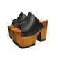 Black tractor-style rubber outsole on handmade wooden platform mule sandals for grip