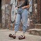 Cowhide leather clogs with wooden wedge, Vintage 70's style clogs. Leather clogs with wooden wedge. High quality footwear handmade by Sol Caleyo.
