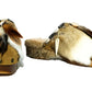 Handmade boho suede platform clogs with rabbit fur, carved bone, shells and feathers by Sol Caleyo