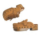 Side profile of Sol Caleyo Niza Clogs in light brown leather, showcasing hand-braided strap, crochet trim, bronze studs, and a sturdy wooden platform sole.
