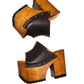 Made to order dark brown leather platform mule sandals, ready in 20 to 30 days, shipped worldwide