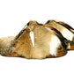 Handmade boho suede platform clogs with rabbit fur, carved bone, shells and feathers by Sol Caleyo