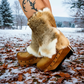 Leather and rabbit skin boots. Wooden wedge boots in clog style. Fur boots. Handmade leather boots made to order. Exclusive design by Sol Caleyo.