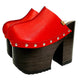 Red leather clog with super high wooden heel in vintage 70s style. Leather clog with platform and super high heel made in wood. Sizes 34 to 47. High quality leather shoes handmade by Sol Caleyo.