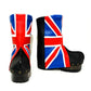 Biker style leather clog boots with English flag design. Leather clog boot made entirely by hand. Sizes 34 to 47. England boots are an exclusive design by Sol Caleyo.