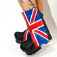 Biker style leather clog boots with English flag design. Leather clog boot made entirely by hand. Sizes 34 to 47. England boots are an exclusive design by Sol Caleyo.