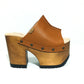 Brown platform sandals. Vintage 70's style wooden heel. Handmade brown leather platform sandals. High quality handmade shoes by Sol Caleyo.