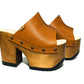Brown platform sandals. Vintage 70's style wooden heel. Handmade brown leather platform sandals. High quality handmade shoes by Sol Caleyo.