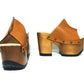 Brown platform sandals. Vintage 70's style wooden heel. Handmade brown leather platform sandals. High quality handmade shoes by Sol Caleyo.