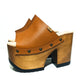 Brown platform sandals. Vintage 70's style wooden heel. Handmade brown leather platform sandals. High quality handmade shoes by Sol Caleyo.