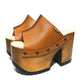 Brown platform sandals. Vintage 70's style wooden heel. Handmade brown leather platform sandals. High quality handmade shoes by Sol Caleyo.