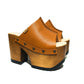 Brown platform sandals. Vintage 70's style wooden heel. Handmade brown leather platform sandals. High quality handmade shoes by Sol Caleyo.