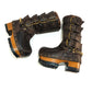 Handmade leather clogs. Dark brown leather biker boots. Leather boots with wooden heels. Leather boots with buckles. High-end footwear handmade by Sol Caleyo.
