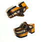 Snake leather mule. Wooden clogs with snake leather. Oxford style clogs with buckle. High-end handmade footwear by Sol Caleyo.