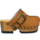 Light Brown Route 66 clogs - Handmade leather platform wooden shoes by Sol Caleyo.