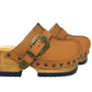 Light Brown Route 66 clogs - Handmade leather platform wooden shoes by Sol Caleyo.