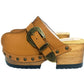 Light Brown Route 66 clogs - Handmade leather platform wooden shoes by Sol Caleyo.