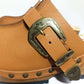 Light Brown Route 66 clogs - Handmade leather platform wooden shoes by Sol Caleyo.
