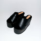 Sandals Black leather clogs vintage style. Black sandals with wooden wedge style. Vintage style platform clogs 70's. Sizes 34 to 47. Sizes 34 to 47. High quality leather shoes handmade by sol Caleyo. Sustainable fashion.