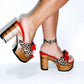 Leopard leather platform sandals with super high wooden heel. Vintage 70s style platform sandals. Handmade leather sandals, sizes 34 to 47. Exclusive design by Sol Caleyo.