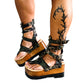 Flip-flop style sandals made in camouflage leather decorated with old gold studs. Sizes 34 to 47. Gladiator military flip flops are an exclusive design by Sol Caleyo.
