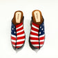 Sol Caleyo Handmade American Clogs - USA Flag Leather Platform Wooden Shoe