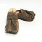 Sol Caleyo Artemisa Earth Tone Suede Tassel Clogs side view on white background