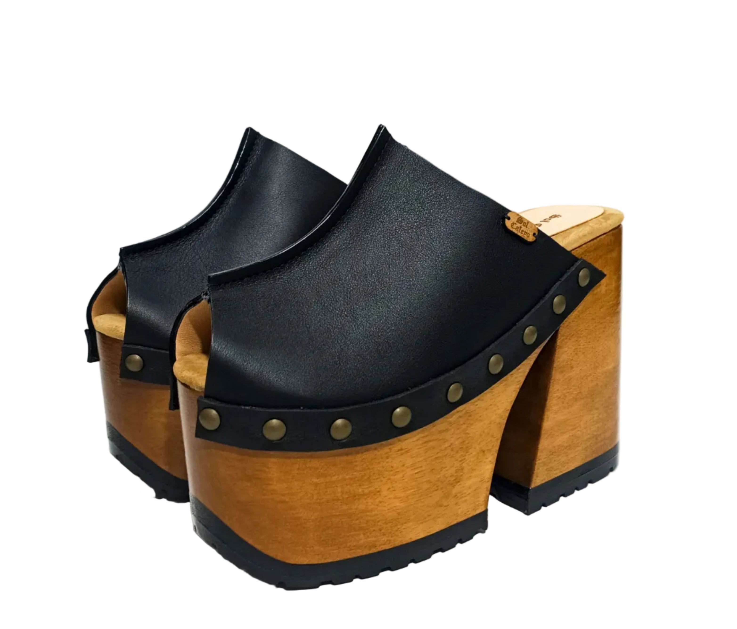 Vintage 70s Leather Platform Sandals | Handmade Wooden Sole – Sol