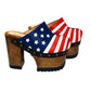 Sol Caleyo Handmade American Clogs - USA Flag Leather Platform Wooden Shoe