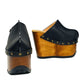 Black platform clog vintage style 70s. Super high wooden wedge, closed leather clogs, vintage style wooden wedge. Sizes 34 to 47. High quality leather shoes handmade by Sol Caleyo.
