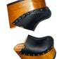 Black platform clog vintage style 70s. Super high wooden wedge, closed leather clogs, vintage style wooden wedge. Sizes 34 to 47. High quality leather shoes handmade by Sol Caleyo.