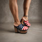 Model Wearing Sol Caleyo American Clogs - USA Flag Platform Shoes with 13cm Heel