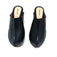 Black leather clogs with platform and super high heel. Leather mule with super high wooden heel. Black leather clogs 70's vintage style. Vintage style super high heel clogs. Sizes 34 to 47. High quality leather shoes handmade by sol Caleyo. Sustainable fashion.