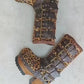 Leopard skin biker boots. Leopard skin clogs. Leopard skin buckle boots. High-end footwear handmade by Sol Caleyo