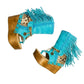 Handmade Atenea Turquoise Flip Flop Boots by Sol Caleyo, featuring vibrant turquoise suede, bohemian fringes, shell embellishments, and a tall wooden platform.