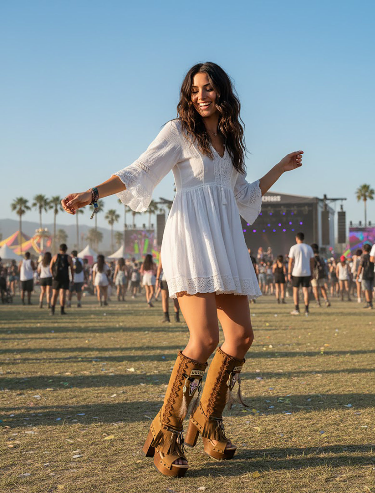 Handmade Sol Caleyo buffalo platform sandals in premium suede with 12cm sculpted wooden sole. Artisan boho-chic footwear featuring hand-painted motifs, natural shells, and feathers. Sustainable slow fashion shoes, custom-made in sizes 34-47.