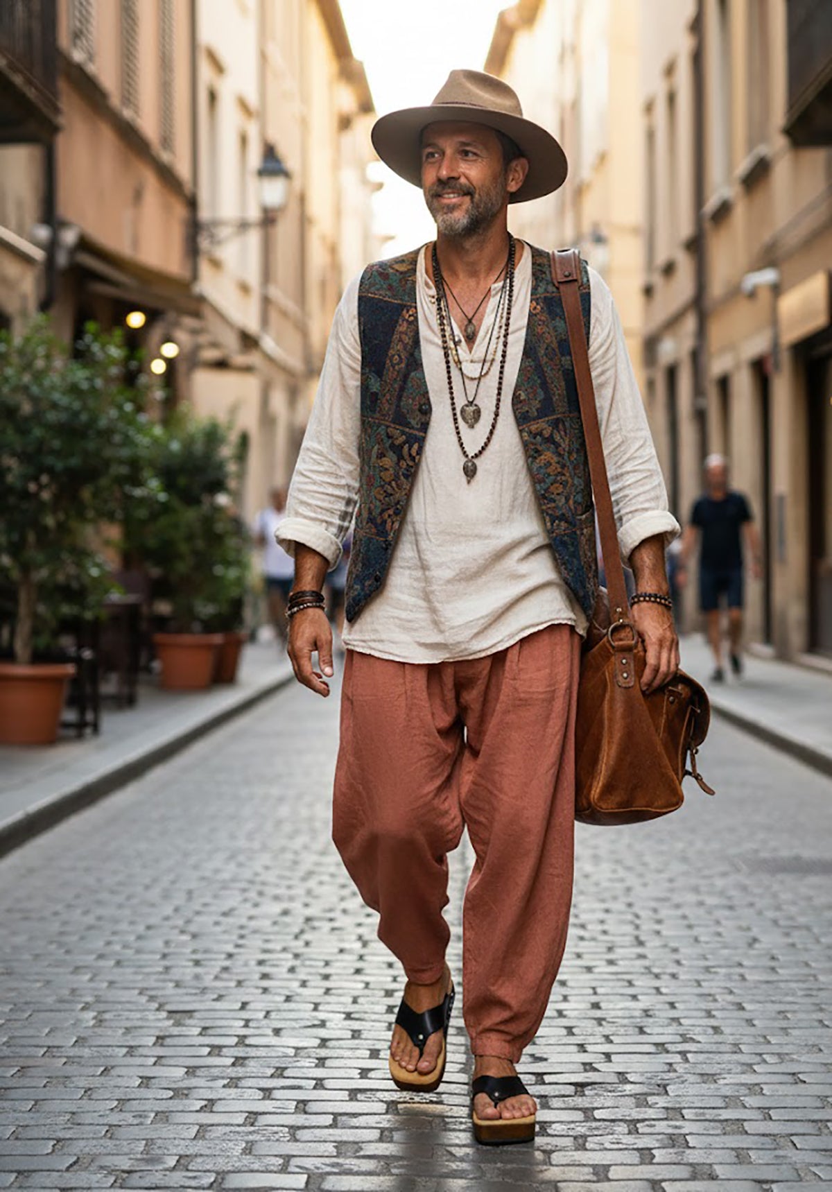 Black Flip flop leather handcrafted men’s sandals with flat wooden sole and comfortable open clog design