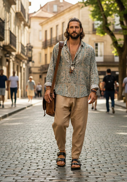 Handmade men’s black leather Birk sandals with wooden sole and black Vibram outsole by Sol Caleyo.